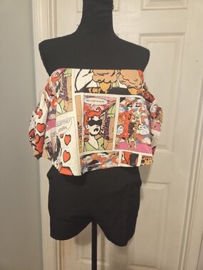 Pop Art Off-Shoulder Romper - Multicolor